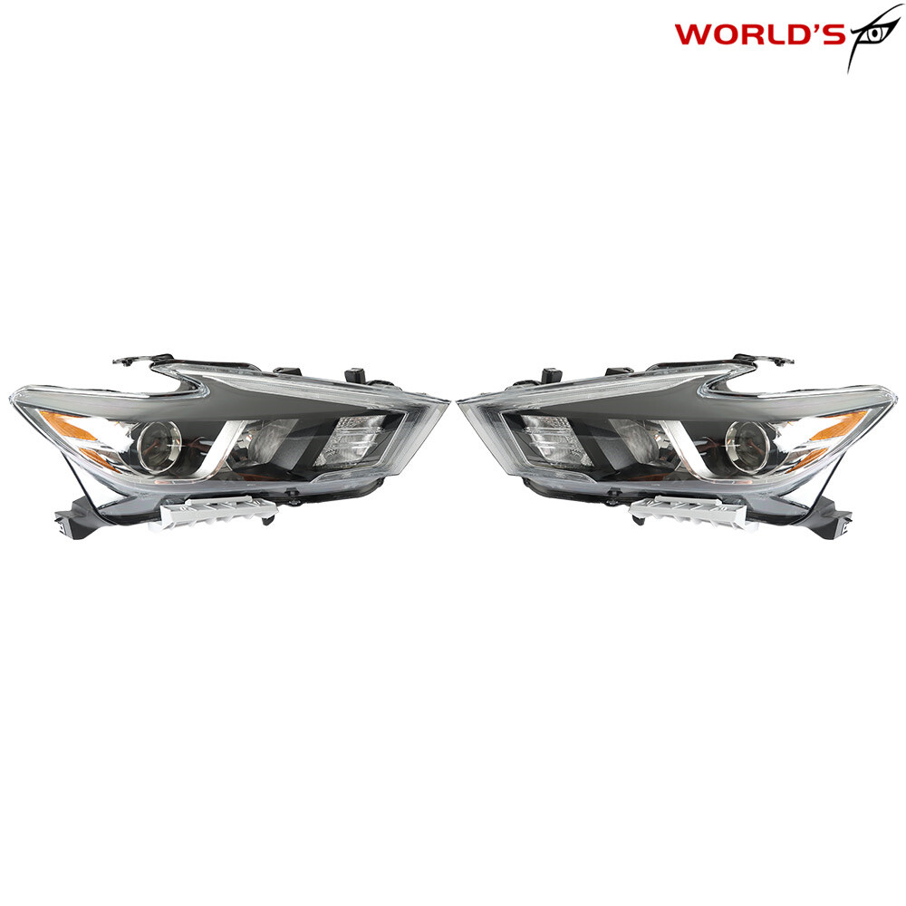 Headlights For 2016-2018 Nissan Maxima S SL SV Halogen w/ LED DRL Black RH+LH