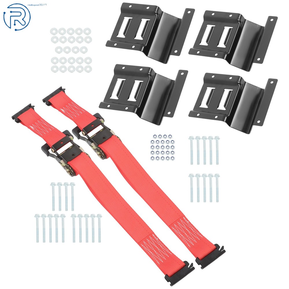 Durable E Track Wheel Chock System 6'Ratchet Tie Down Straps Secure Cargo 1 Pack