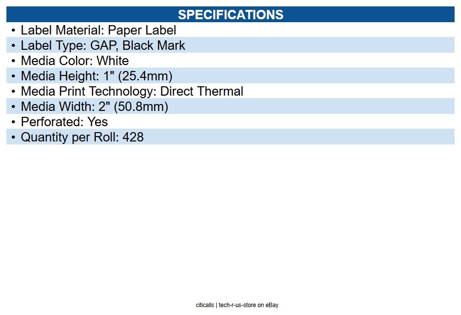 Zebra 10025486 8000D Lab 2"" Width x 1"" Length - Permanent Adhesive - Rectangle