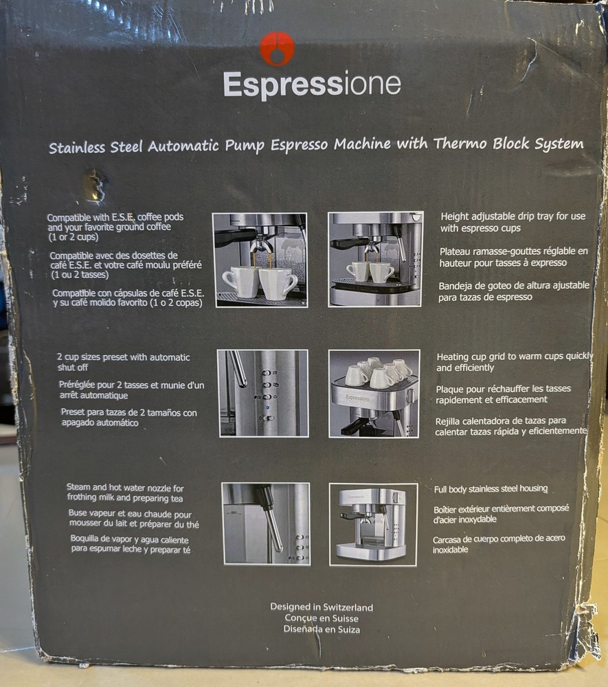 Espressione Stainless Steel Automatic Pump Espresso Machine/Coffee Maker - NEW