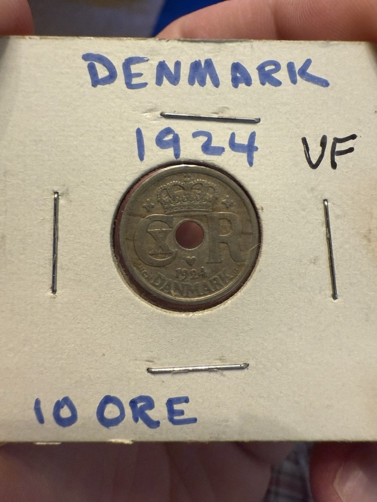 1924 Denmark 10 Ore Coin - VF