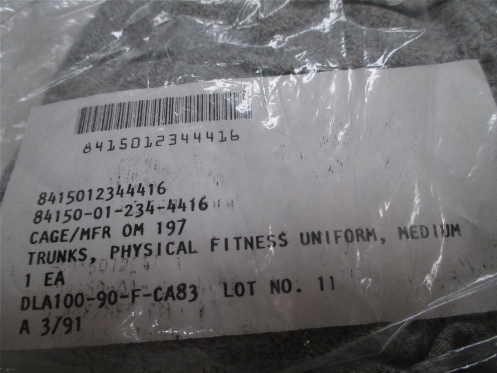 Medium PT Trunks Vintage Army Shorts 1990s Gray PFU Fitness 8415-01-234-4416