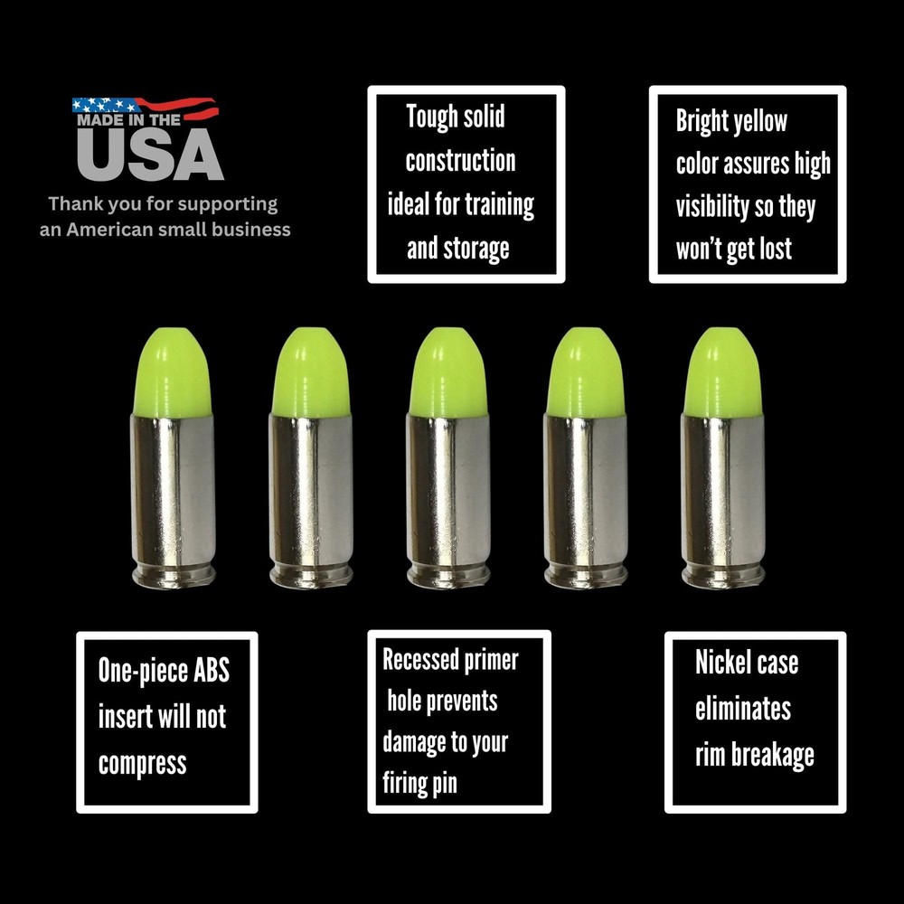 ST Action Pro 9mm Dummy Rounds –5 Pack Inert Training Small, Yellow