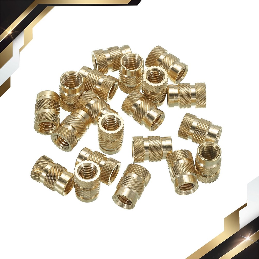 20 Pack M6 Threaded Inserts Metric Knurled Nuts Brass Heat-Set Inserts