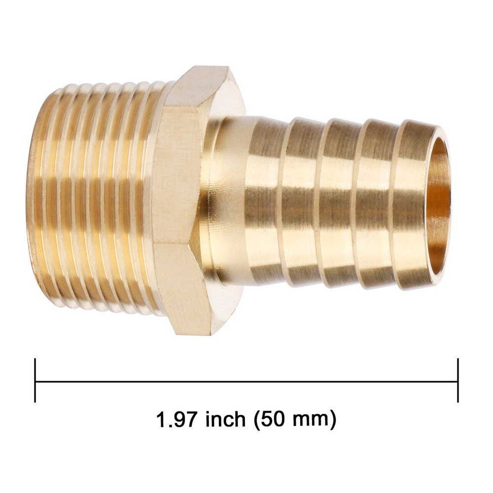 U.S. Solid 3/4" Hose Barb Brass Fitting, NPT 3/4" Male, 1pc