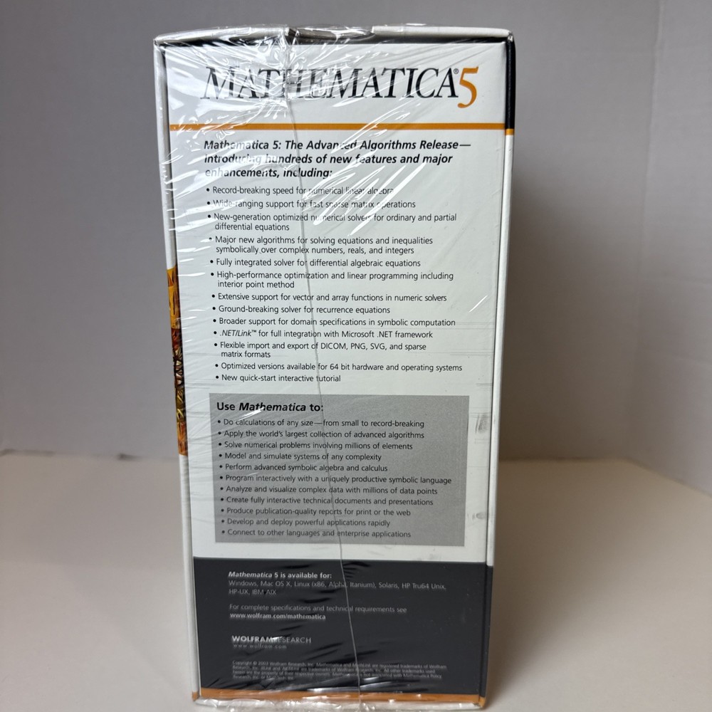 NEW Mathematica 5 Commercial Sealed READ 2003
