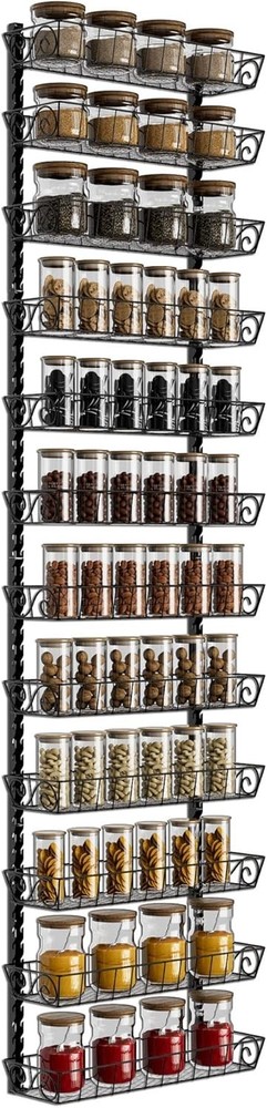 Adjustable Wall Mount Spice Rack Organizer, 12-Tier Dual-Use (Multi-Use) Hanging
