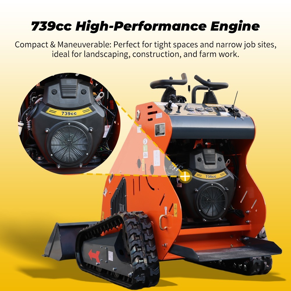 Upgraded Mini Skid Steer Twin cylinder Tracked Loader 23HP Free Ship