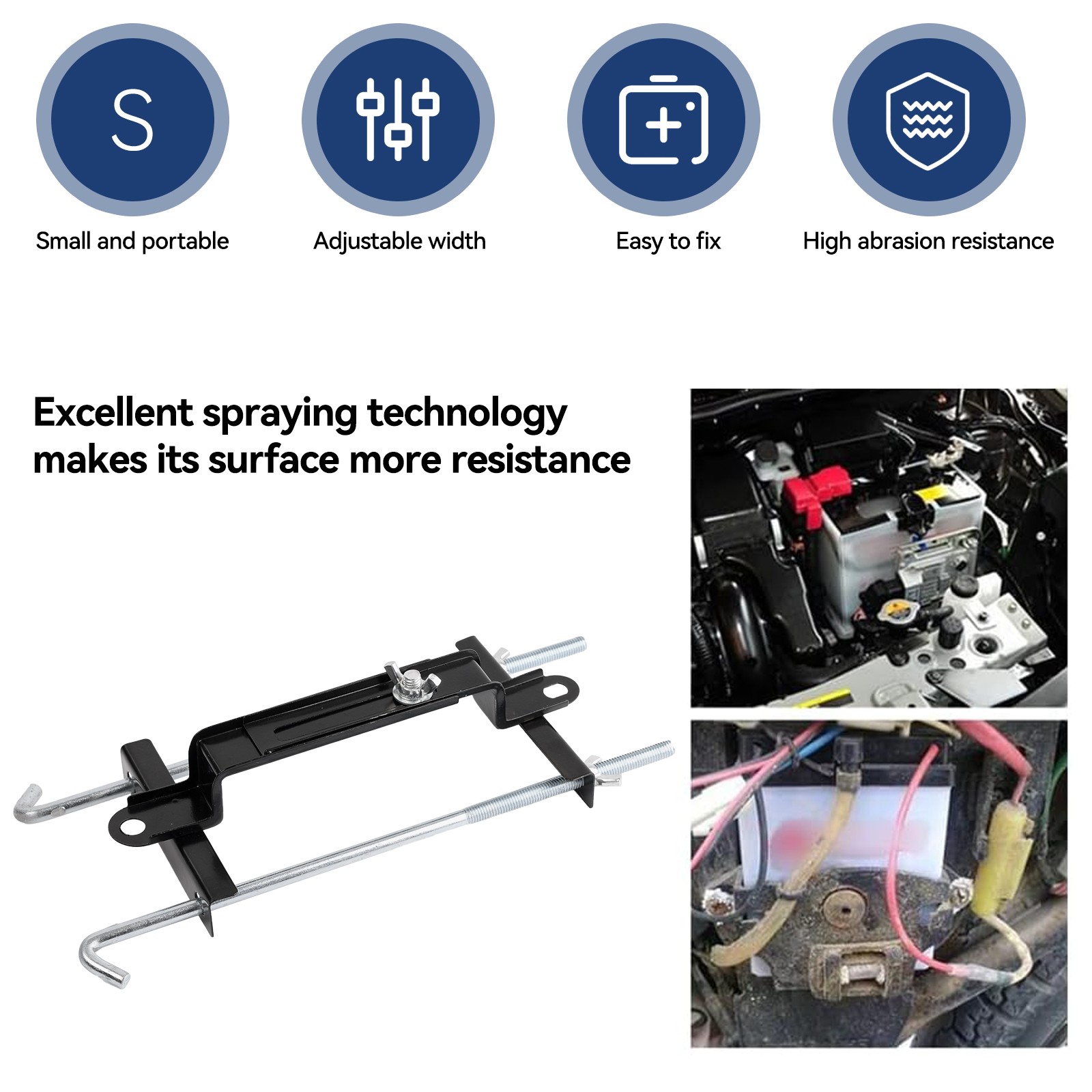 Adjustable Crossbar Storage Battery Hold Down Holder Bracket Rack Car Universal