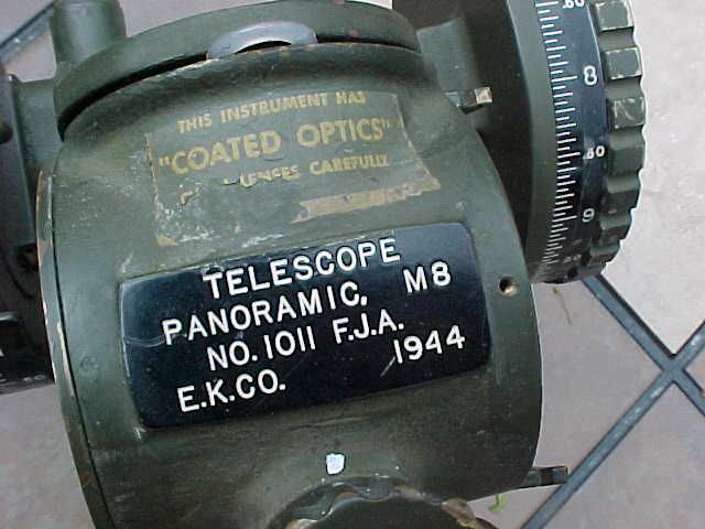 ORIGINAL WWII 1944 US M8 PANORAMIC TELESCOPE FOR 155MM HOWITZER