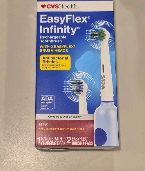 CVS EasyFlex Infinity Electric Rechargeable Oscillating Toothbrush, 2 Brush Head