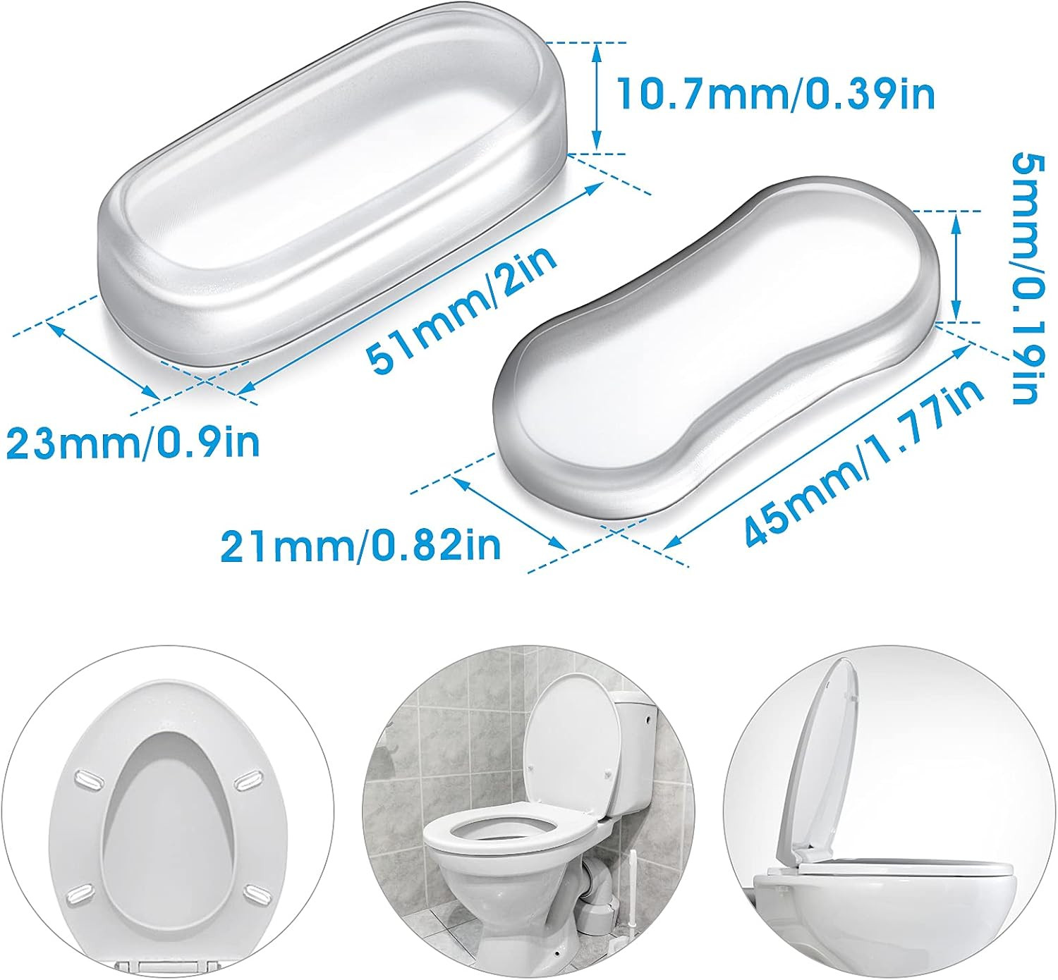 20 Pieces Universal Toilet Seat Bumpers, Silicone Rubber Lid Bumper Kit for Bide