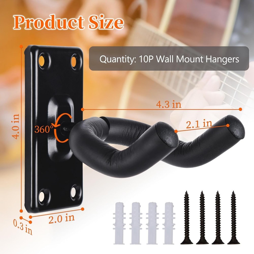 Durable Wall Mount Guitar Hangers for Various Instruments