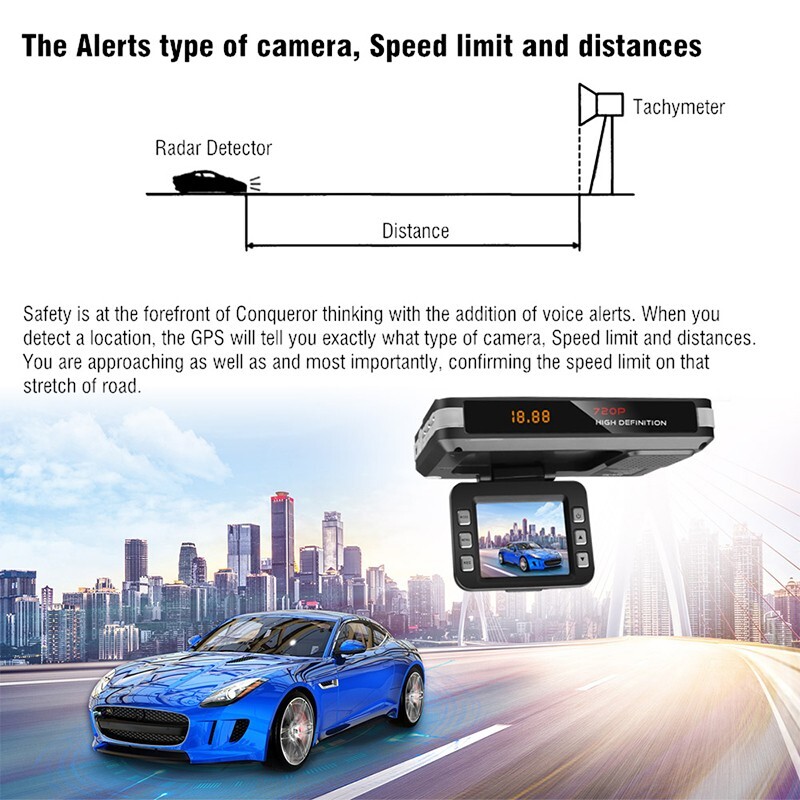 2in1 Car Dash Cam DVR & Radar Detector 170 Degree Angle G-sensor 720P 2''Screen