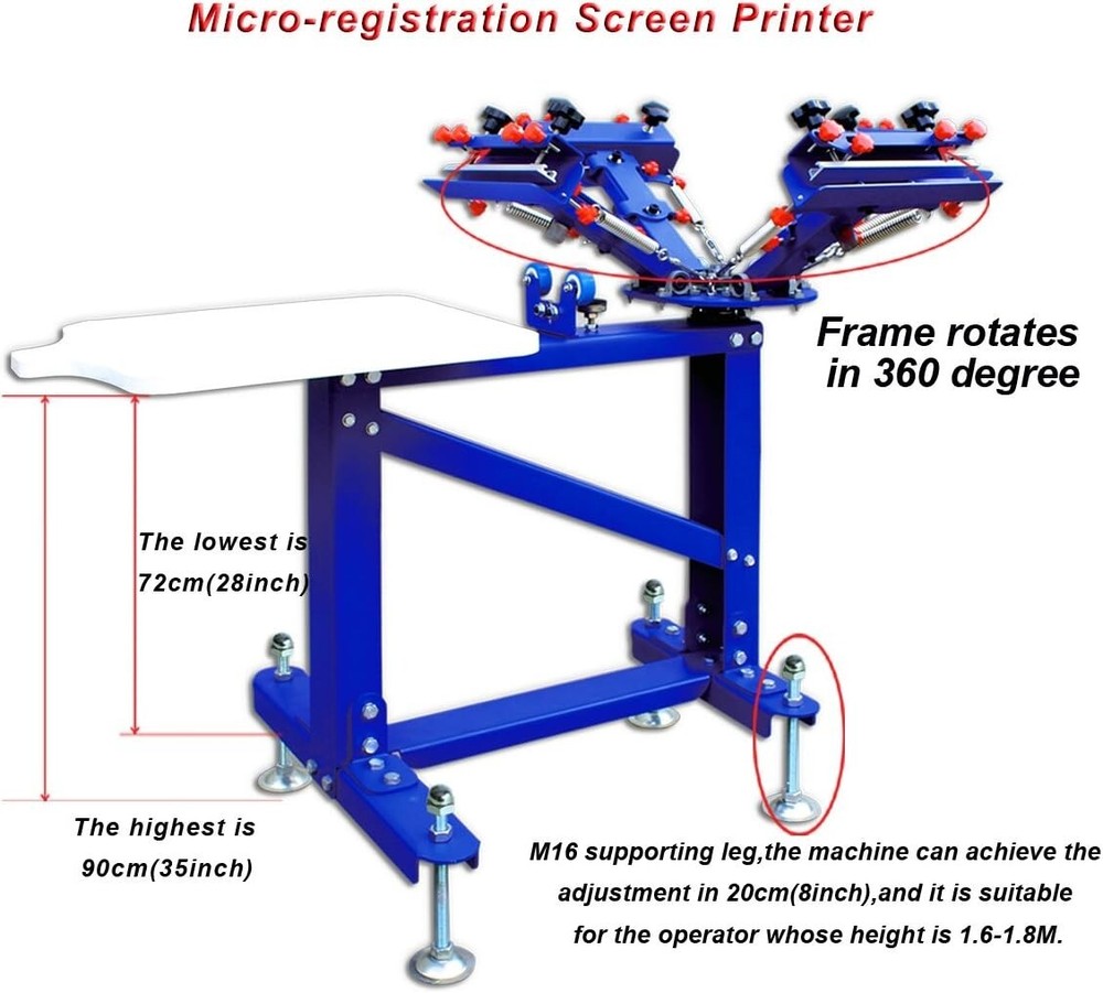 TECHTONGDA®4 Color Micro-Registrate Screen Printing Machine 1Station Single-Rote