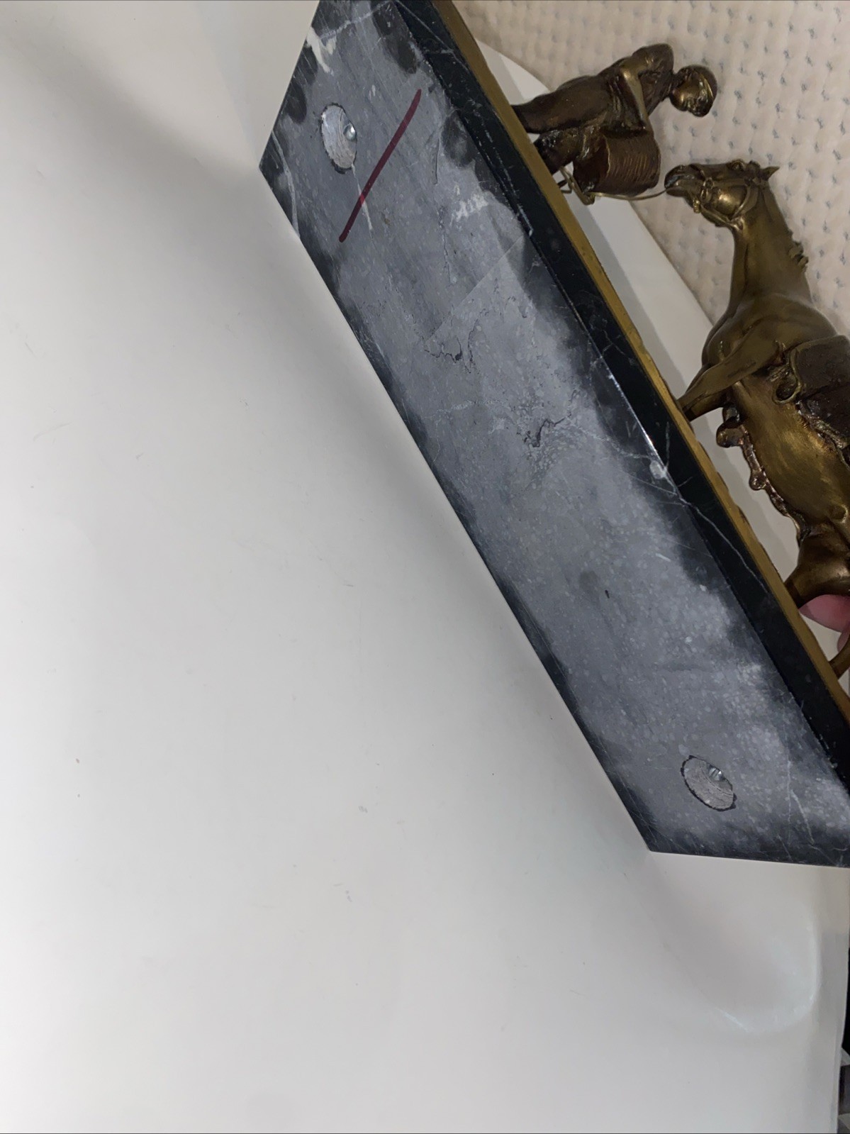 Delaware Park Bronze Sculpture Feeding Horse with Jockey on Marble Base Vintage