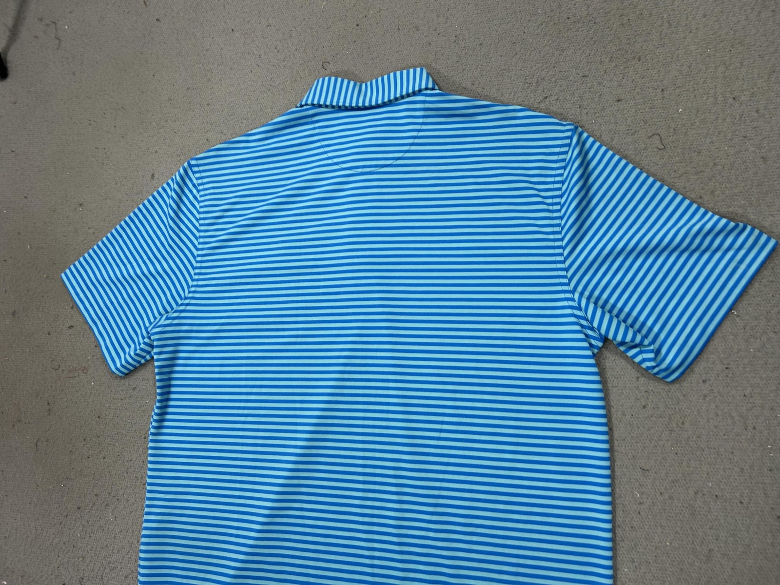 Masters Tech Shirt Polo Mens Medium Blue Stripe Golf Augusta National Logo