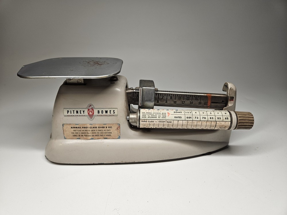 Vintage Pitney Bowes Postal Mail Scale Beam Balance 16oz Weight