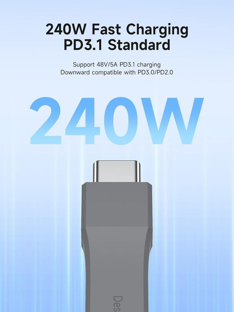 Hagibis Short USB 4 Cable, 240W Charging U-Type C 40Gbps Data Grey