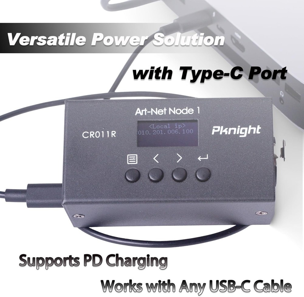 ArtNet DMX Ethernet Lighting Controller Interface, 3-Pin XLR, 1-Universe Bi-d...