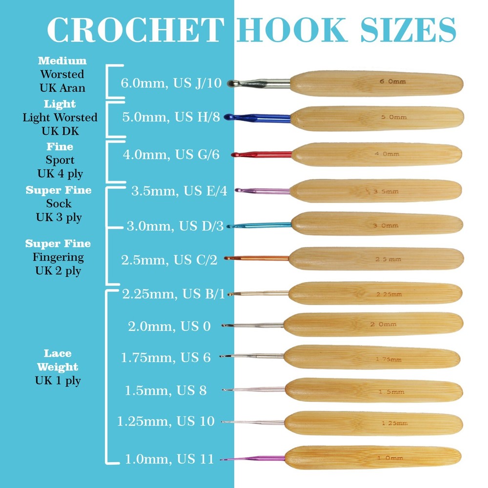 JubileeYarn 8pc Bamboo Crochet Hooks Set