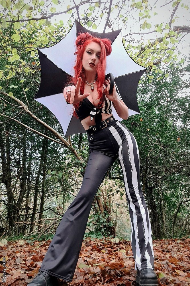 Funeral Procession Umbrella [BLACK/WHITE] Goth Emo Punk