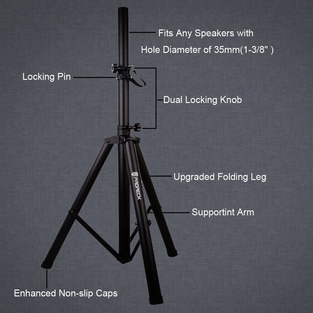 PRORECK PR-15 Tripod Stands for PA Speaker System Adjustable Height (Pair)