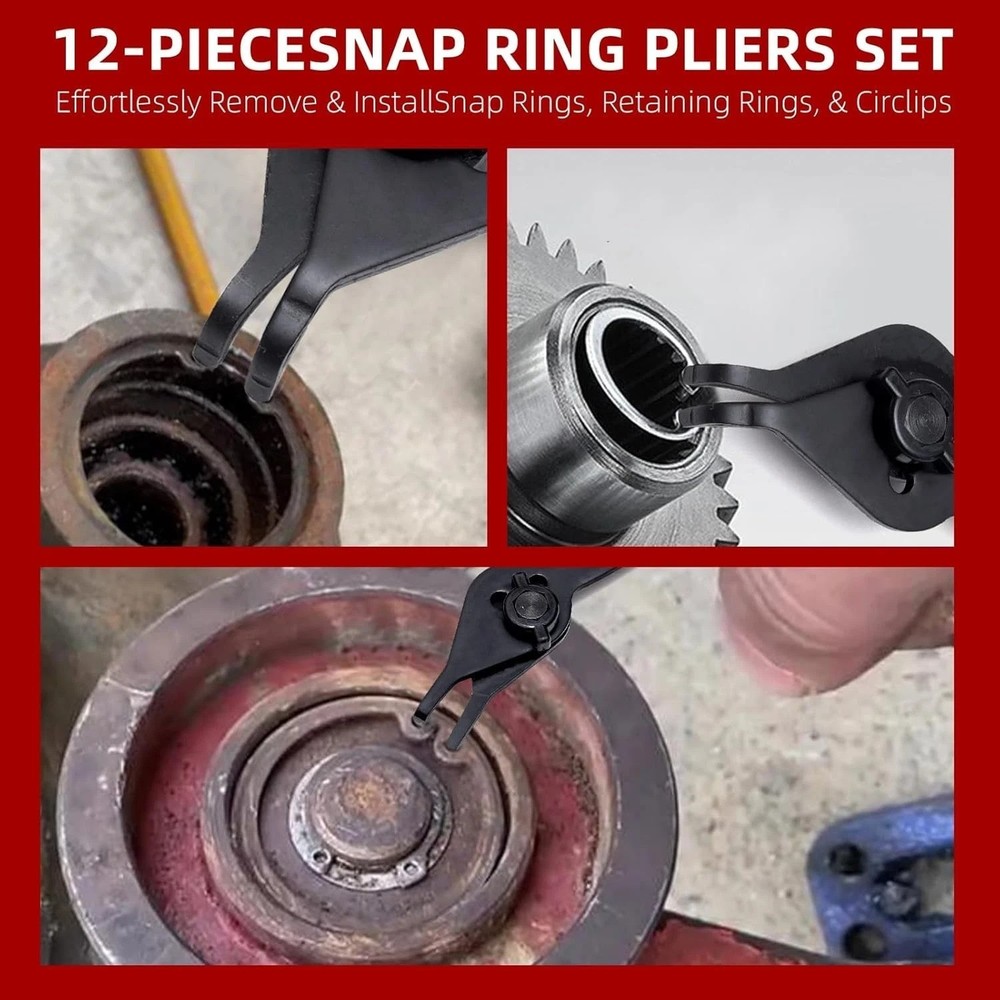 Professional Grade Snap Ring Pliers - 12 Piece Set