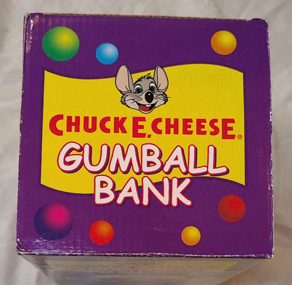 In Box Chuck E Cheese Red Plastic Candy Gumball Machine 10" 2007