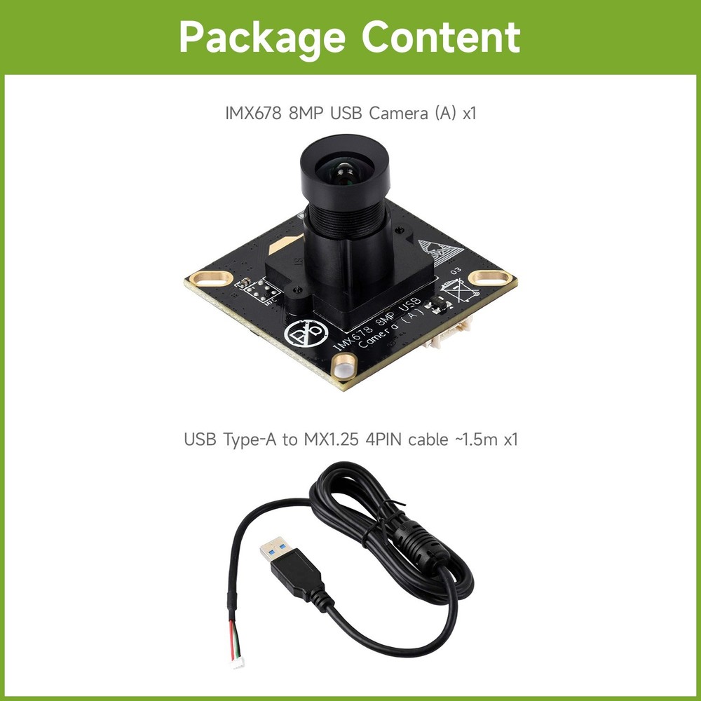 Waveshare IMX678 8MP M12 USB Camera Module IMX678 Sensor Chip USB2.0 Port