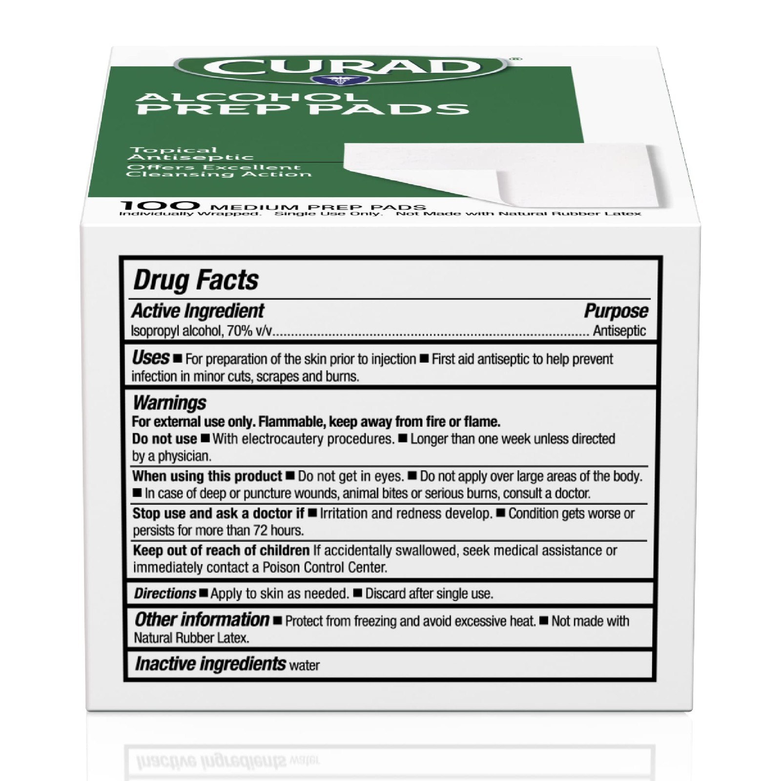 CURAD Alcohol Prep Pads (Pack of 4 100 Count 4), Original Version