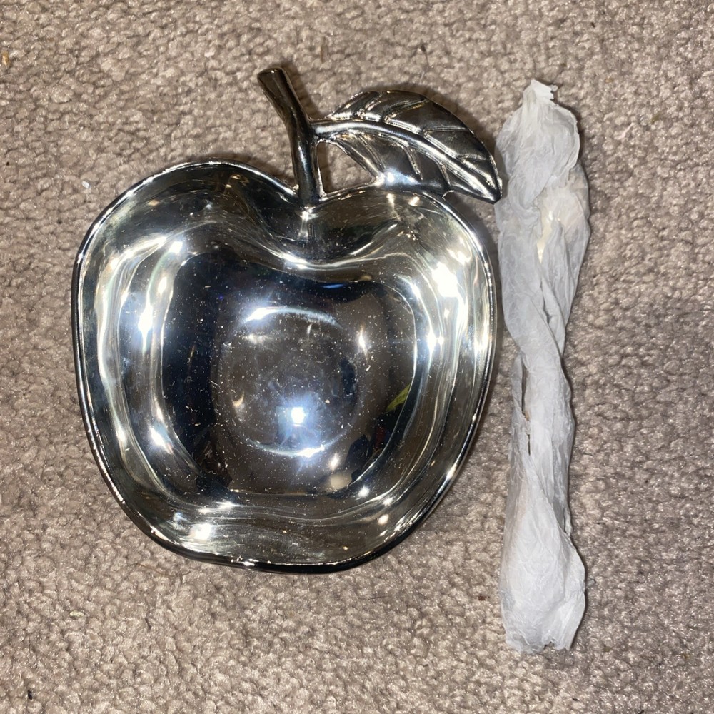 Studio Silversmiths Silver Plated  Apple Shape Honey Dish With Spoon