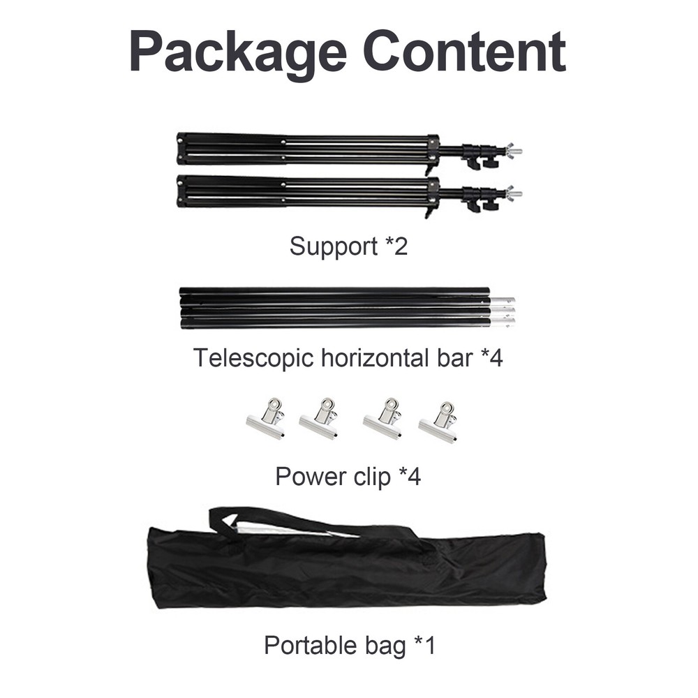 10ft 3m Adjustable Background Support Stand Photography Video Backdrop Kit Black
