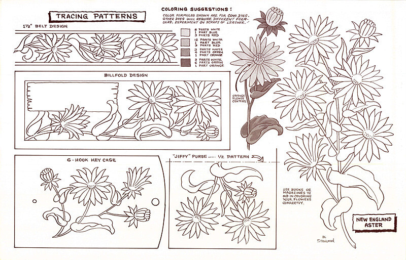 Leather Craft Doodle Pattern NEW ENGLAND ASTER