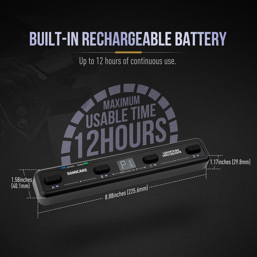 Sonicake Pocket Control Wireless MIDI Controller - 4 Programmable Footswitches