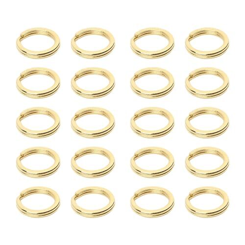 20PCS Brass Flat Split Key Rings, 15mm (0.59") Diameter, Solid Brass Keyrings