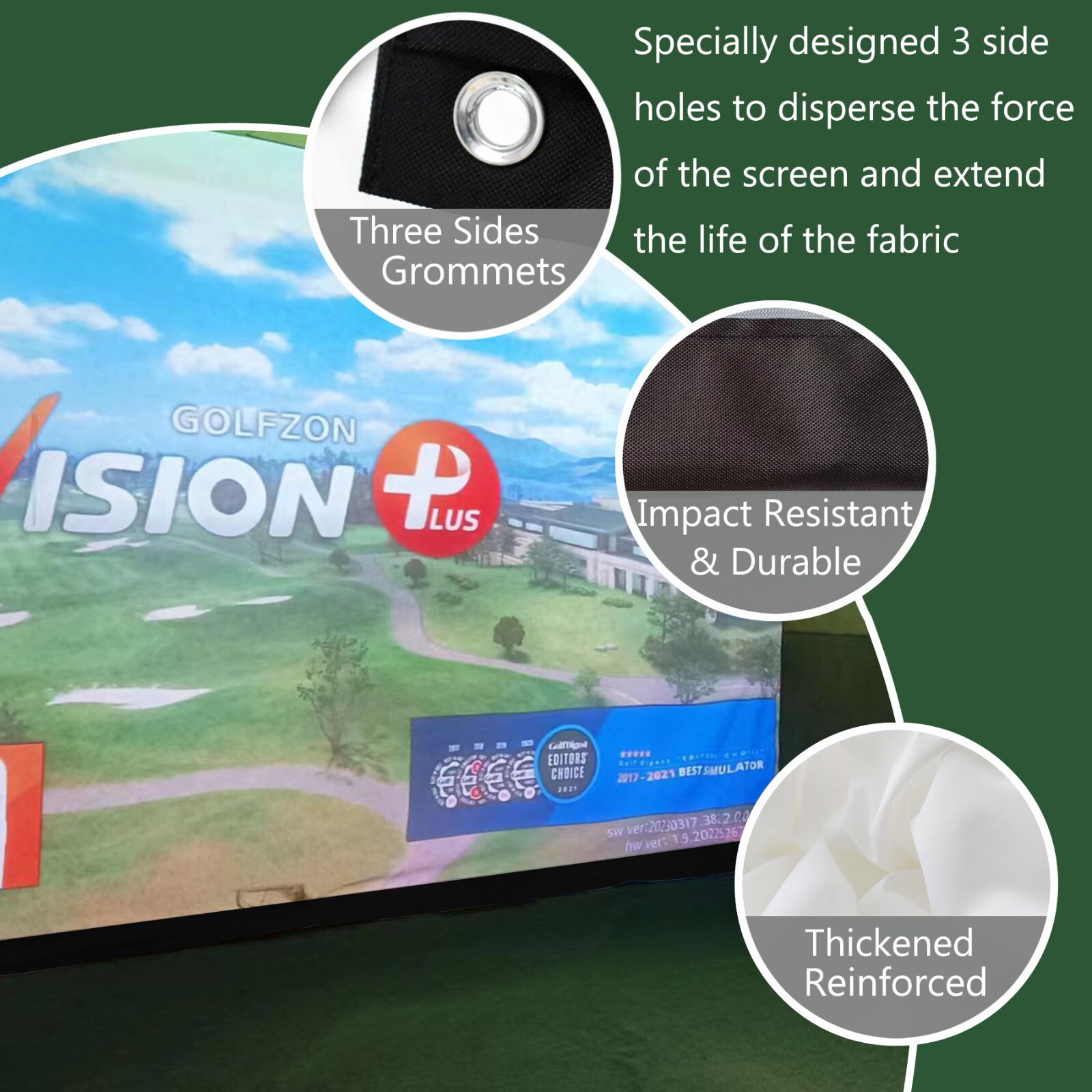 KHAMPA Golf Simulator Impact Screen 9'10'' Indoor DIY Golf Impact Screen Quality