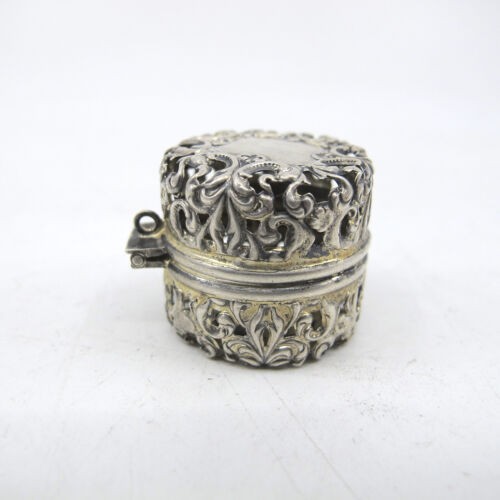 Sterling Silver Thimble Holder Case Pierced Scrolls NO MONOGRAM