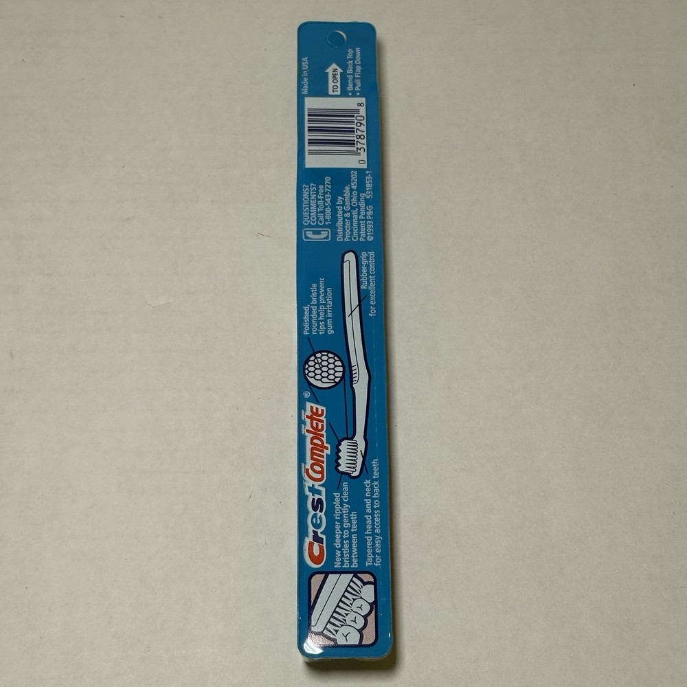 Vintage 1993 Sealed Crest Complete Compact Toothbrush Medium Deeper Ripples