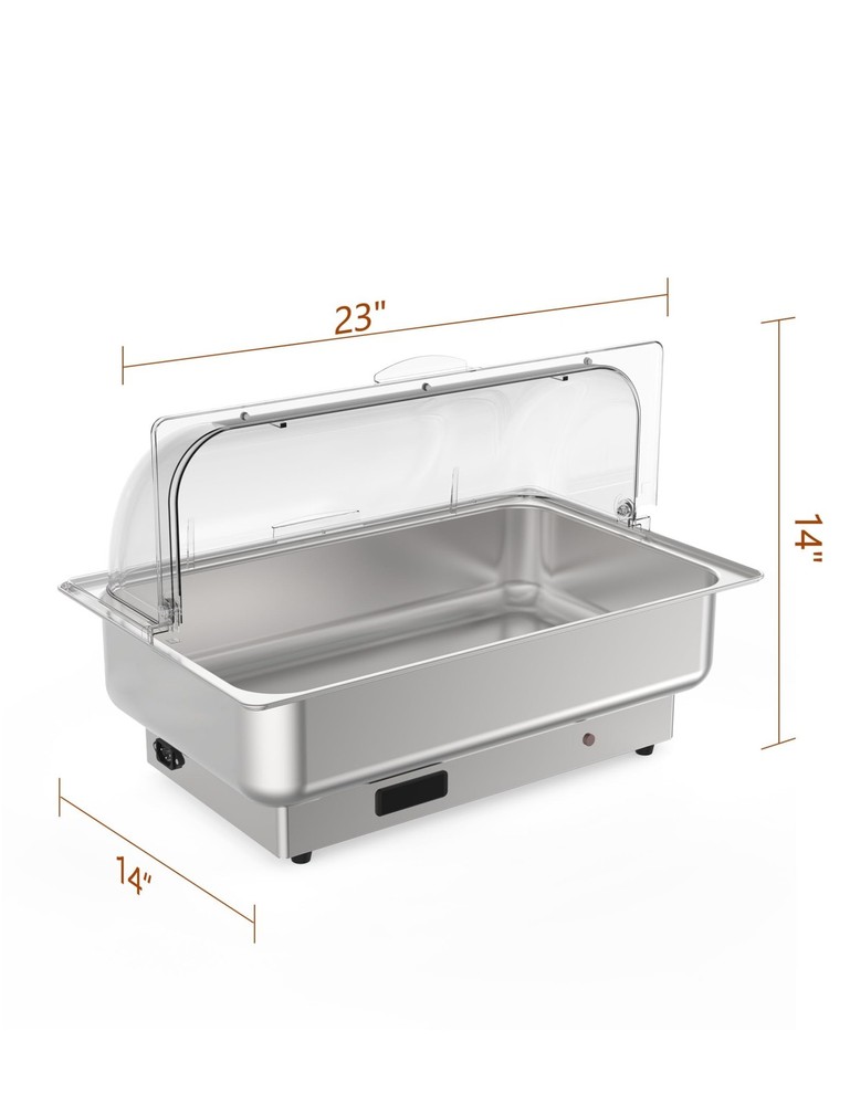 2 Pack 2x4.5QT Half-Size Electric Chafing Dish Set - Temperature Control Buffet
