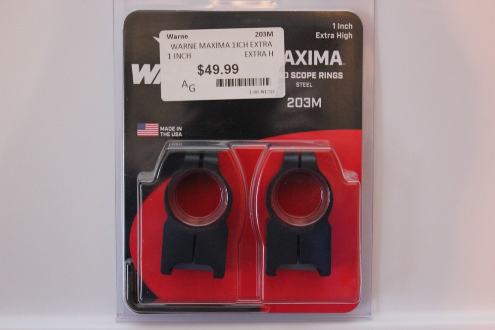 Warne Scope Mounts Maxima Ring 1" Extra High Matte 203M