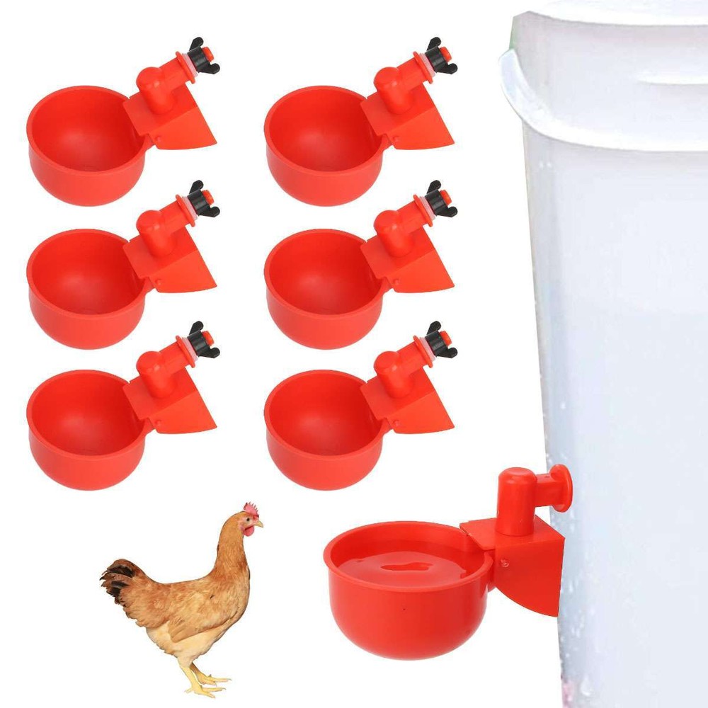 Automatic Water Cups Red Poultry Drinker Waterer Chicken Duck Quail Drinking Lot