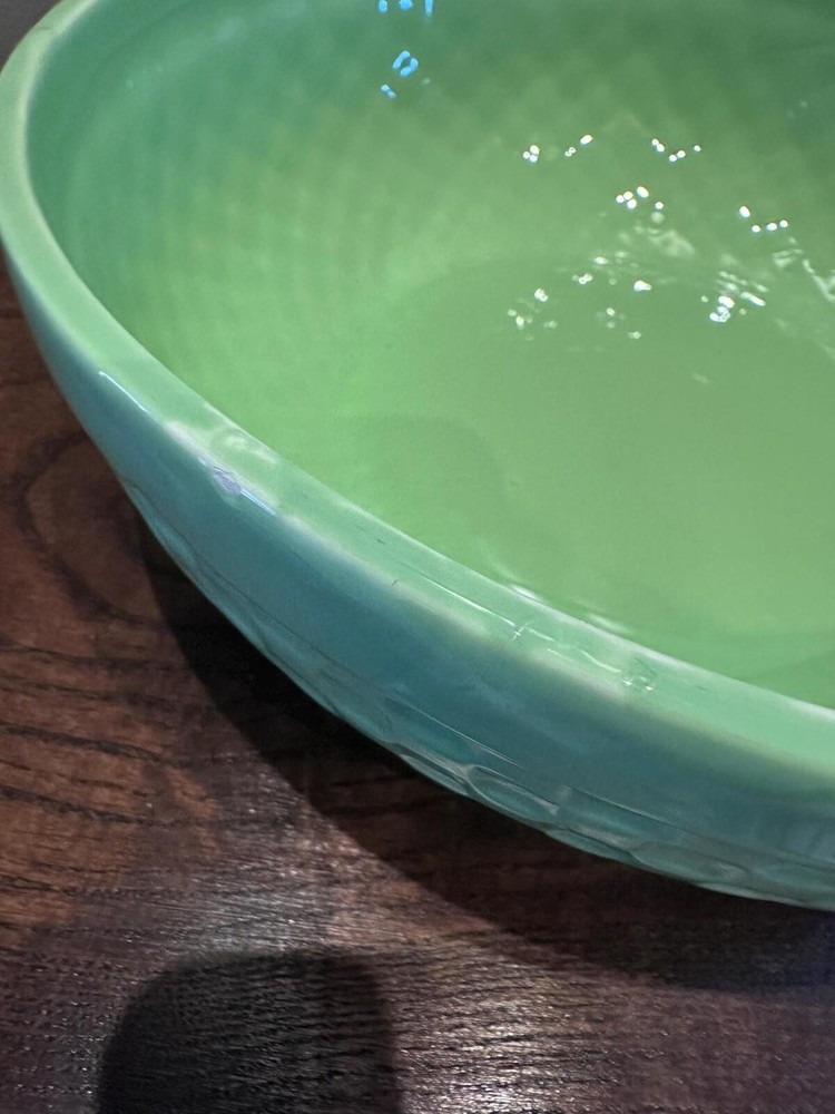 Lime Green Basketweave Serving Bowl
