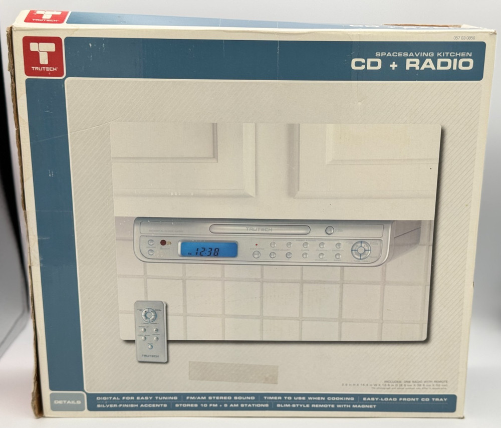 Tru-Tech Space Saving Kitchen CD + Radio System  - NEW Open Box