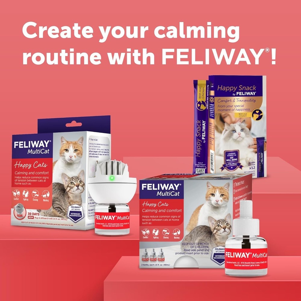 Value Pack of 3 Pheromone Diffuser Refills for Peaceful Multi-Cat Homes