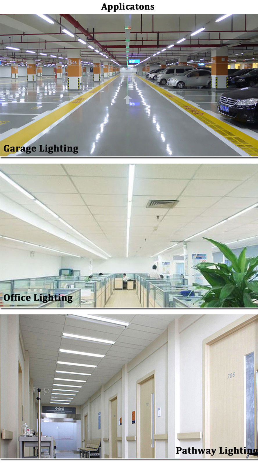 1FT 2FT 3FT 4FT LED Linear Batten Tube Light Bar Wall/Ceiling Mount Lamp Fixture