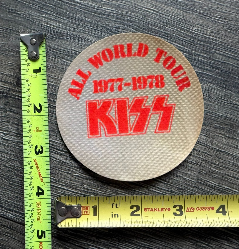 KISS Pass Satin Love Gun Alive 2 Tour 1977 1978 Round Orange Vintage Kiss Aucoin