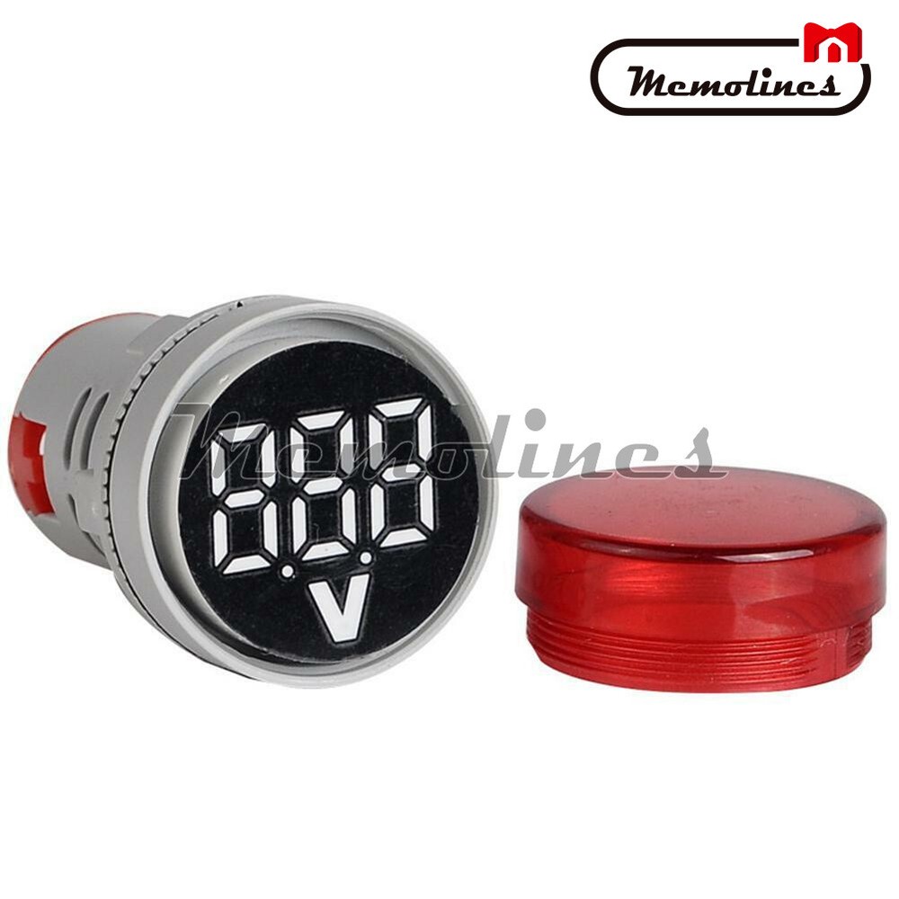 22MM LED Circular Voltmeter Digital Display Gauge Voltage Indicator AC 60-500V