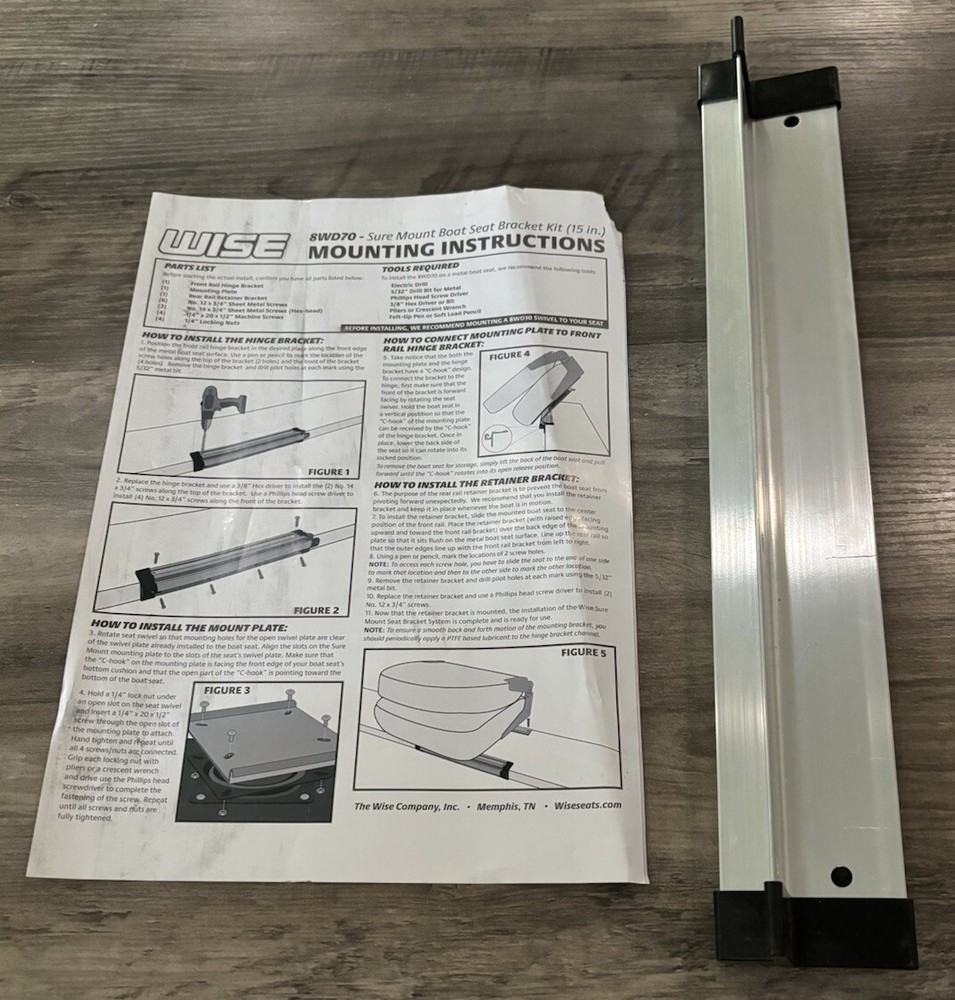 Wise 8WD70 Sure Mount Replacement 15" Front Rail Hinge Bracket ONLY Silver