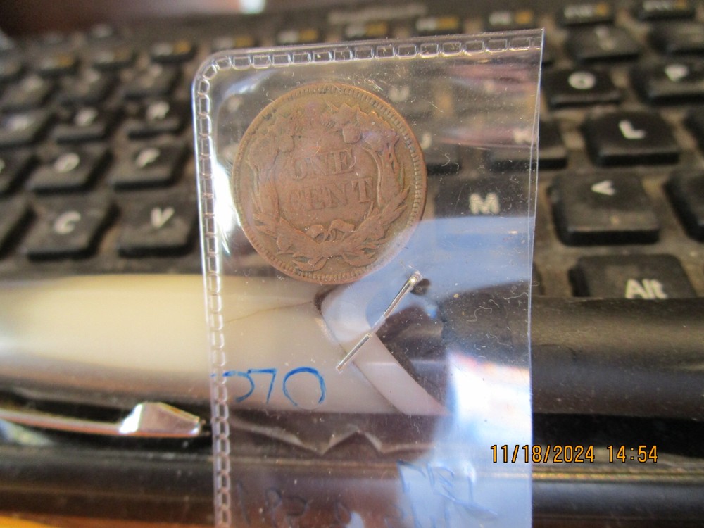 1858 SM. LettersFlying Eagle Cent XF